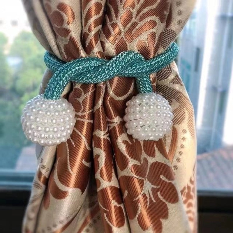 Curtain Tiebacks Magnetic Pearl Rope Set|Home Decor Curtains Accessories