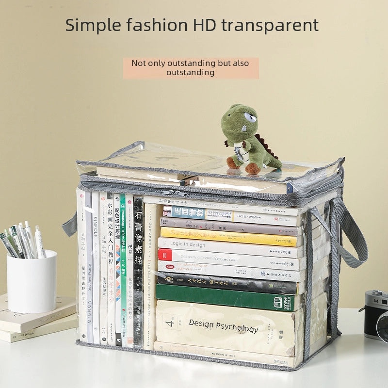 Transparent Foldable Book Storage Box for Student Dormitory Classroom | Home Storage & Organization