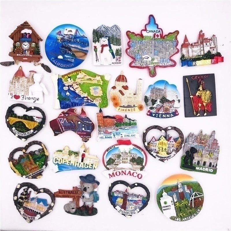 Europe and North America Country Resin Magnetic Fridge Magnets Set|Home Decor & Kitchen Accessories