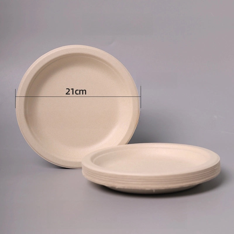 Disposable Biodegradable Sugarcane Pulp Paper Plates Thickened Dinner Plates for BBQ Cake Kindergarten DIY | Party Supplies & Disposable Tablewar