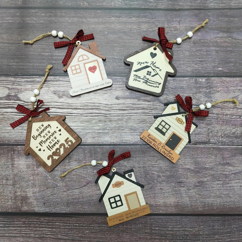 Christmas Wooden Letter House Bow Knot Hanging Ornaments for Indoor Holiday Party Decorations|Home Decor