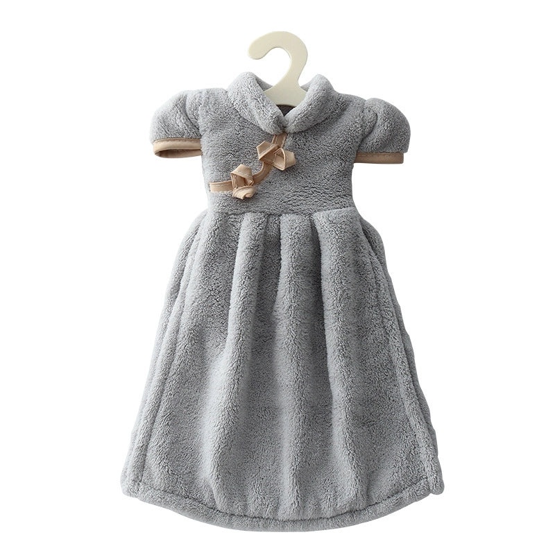 Soft Coral Fleece Hand Towel Thick Absorbent Cute Skirt Design with Hanger | Home & Living Towels