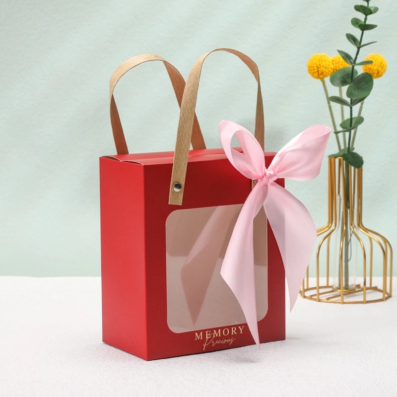Transparent Window Paper Handbag Birthday Gift Festival Flower Doll Card Bag | Gift Bags & Packaging