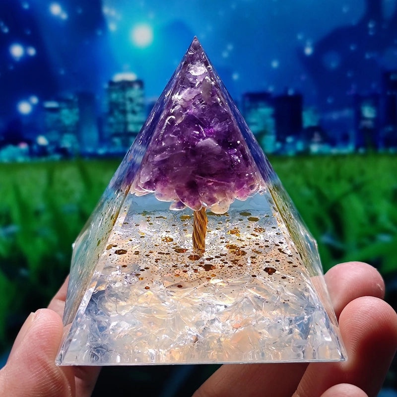 Crystal Ball Gravel Pyramid Resin Crafts Desktop Decoration Unique Station Ornament|Home Decor