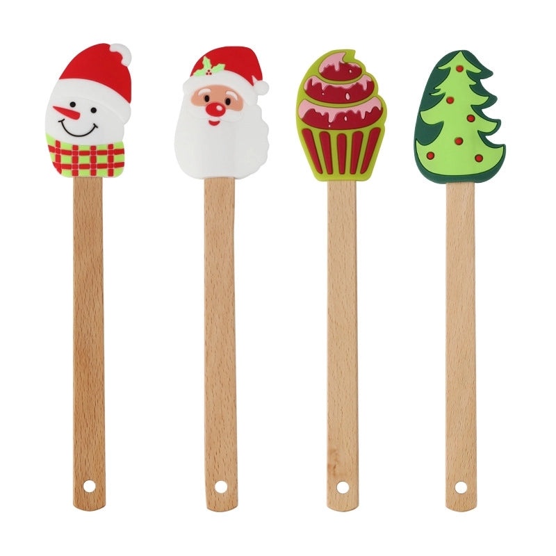 Christmas Holiday Silicone Baking Scraper with Cute Santa Claus and Christmas Tree Design | Kitchen Tools & Gadgets