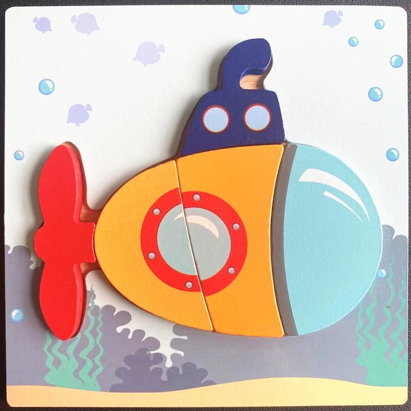 Wooden 3D Animal Puzzle for Kids Early Learning Handheld Board Cartoon Educational Toy | Educational Toys & Games