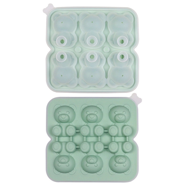 Bear-Shaped Silicone Ice Cube Mold 6-Piece Set for Household and Party Use | Kitchen & Dining Accessories
