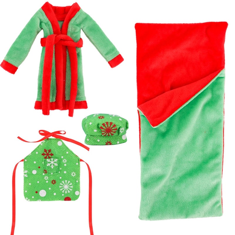 Christmas Elf Doll Accessories Set 4 pcs 26-30cm Bobby Doll Sleeping Bag Chef Clothes Nightgown|Doll Accessories