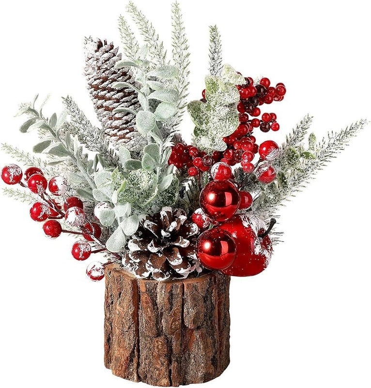 Mini Christmas Tree Desktop Decoration with PE Bark Pot | Home Decor