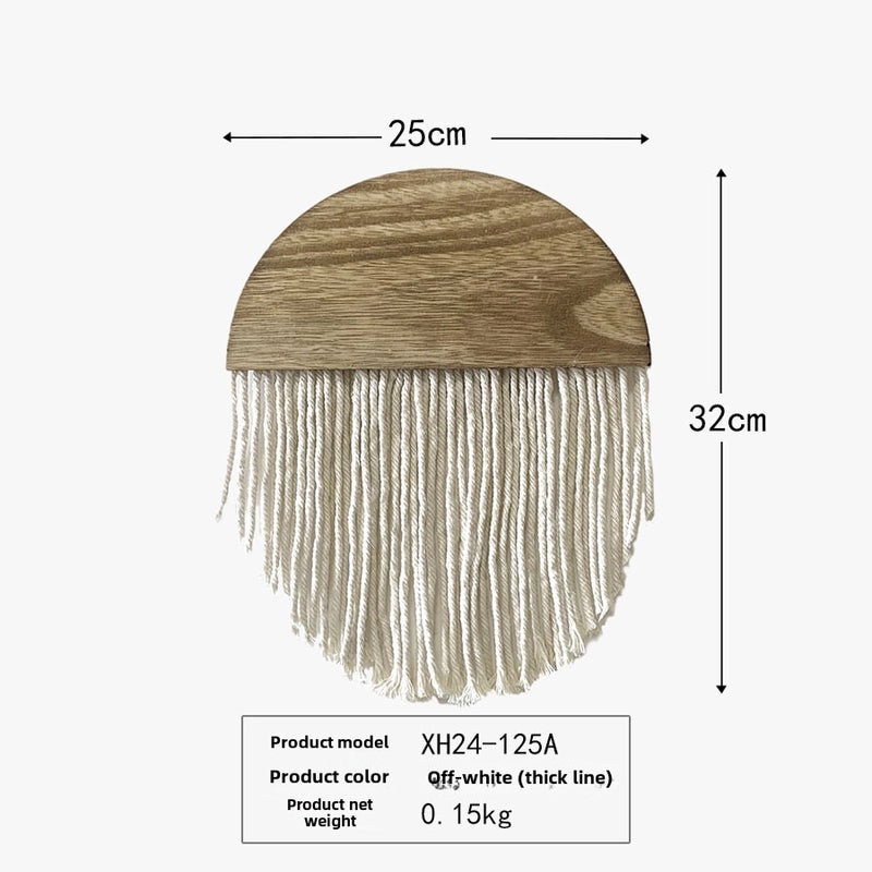 Bohemian Cotton Tassel Wall Hanging Handmade Nordic Tapestry Semicircle Solid Wood Decoration|Home Decor