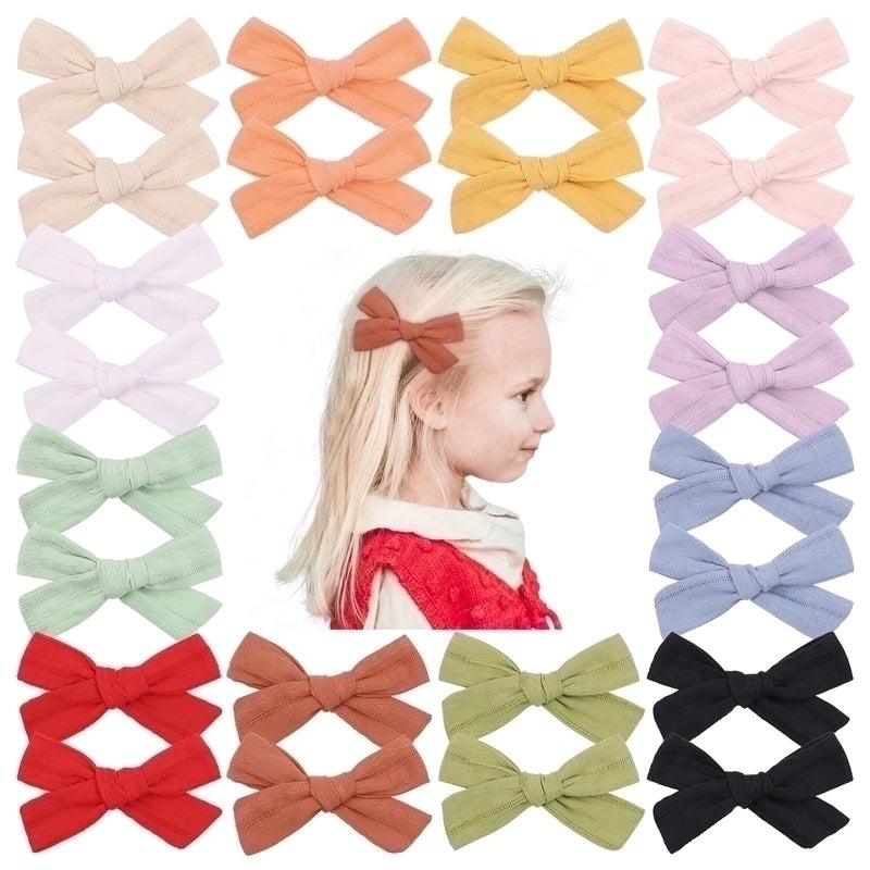 Chambray Bow Hair Barrettes for Girls and Babies | Hair Accessories