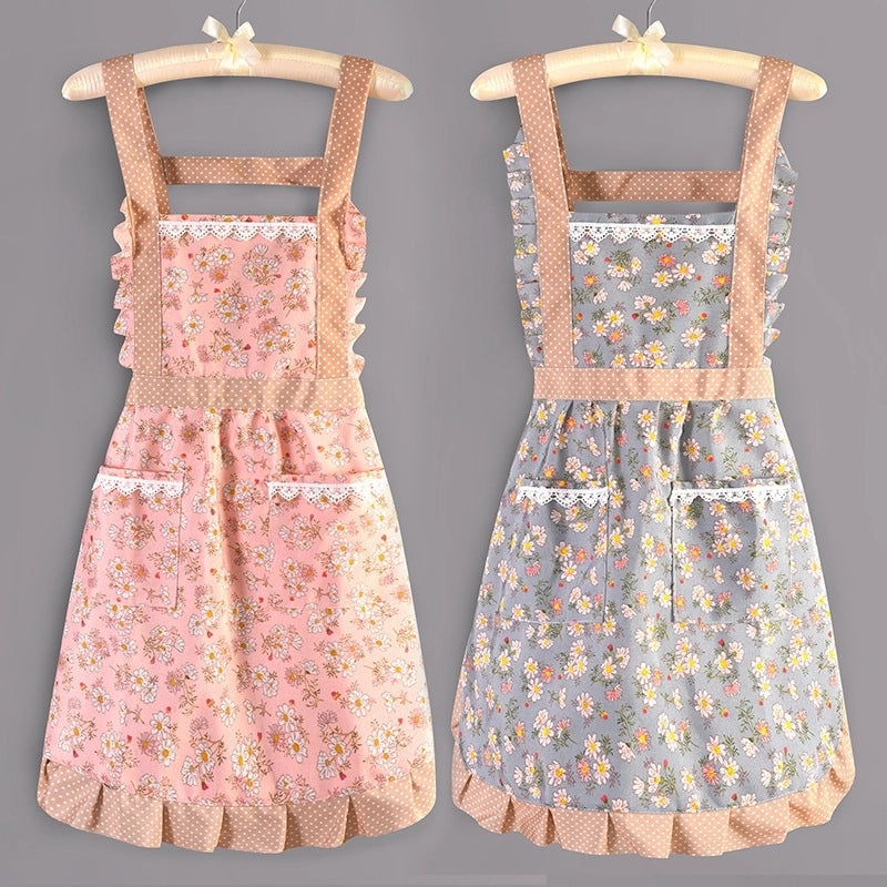 Charming Vintage Floral Polyester Apron for Women | Kitchen Aprons & Cooking Accessories
