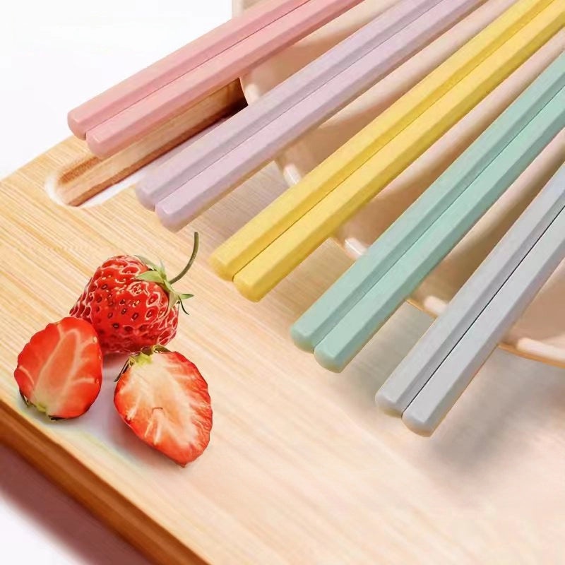 Morandi Hexagonal Alloy Chopsticks Small Fresh Style for One Person Household Tableware|Kitchen & Dining