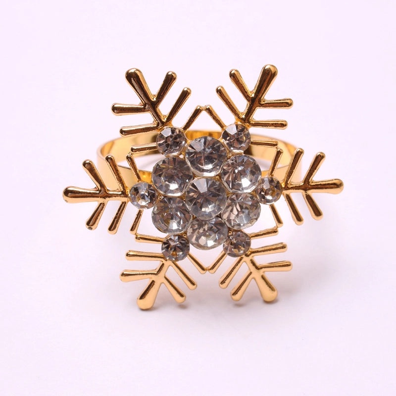 Festive Christmas Tree and Santa Claus Alloy Napkin Rings Set of 6 | Holiday Table Decor