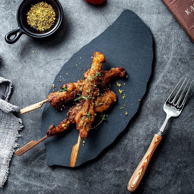 Japanese-Korean Style Black Slate Dinner Plate for Sushi Dessert Western Food Steak | Dinnerware & Plates