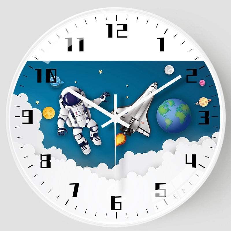 Adorable Round Astronaut Clock with Plastic Glass Face | Home Decor Clocks