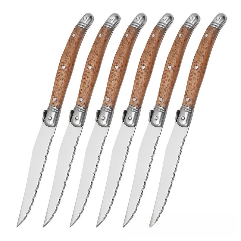 Pear Wooden Handle Stainless Steel Western Tableware Set|Kitchen & Dining