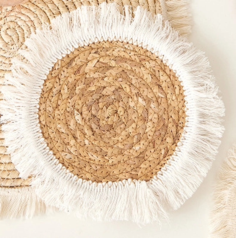 Vintage Solid Color Gourd-Shaped Grass Placemat|Home Decor Table Linens