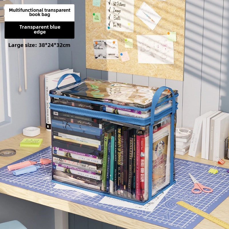 Transparent Foldable Book Storage Box for Student Dormitory Classroom | Home Storage & Organization