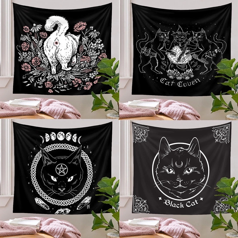 Black Cat Tapestry Wall Hanging for Home Decor|Home & Living