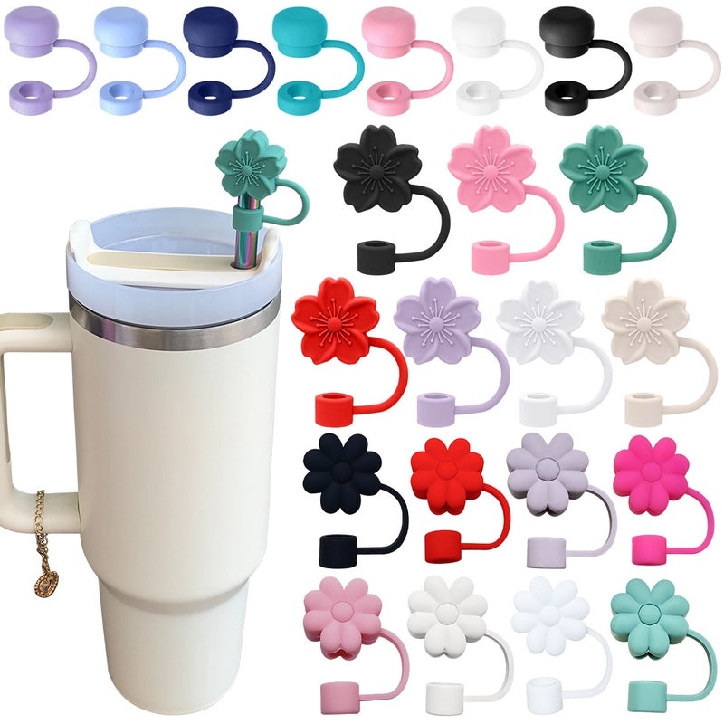 Elegant Floral Silicone Straw Cap for Cups | Drinkware Accessories