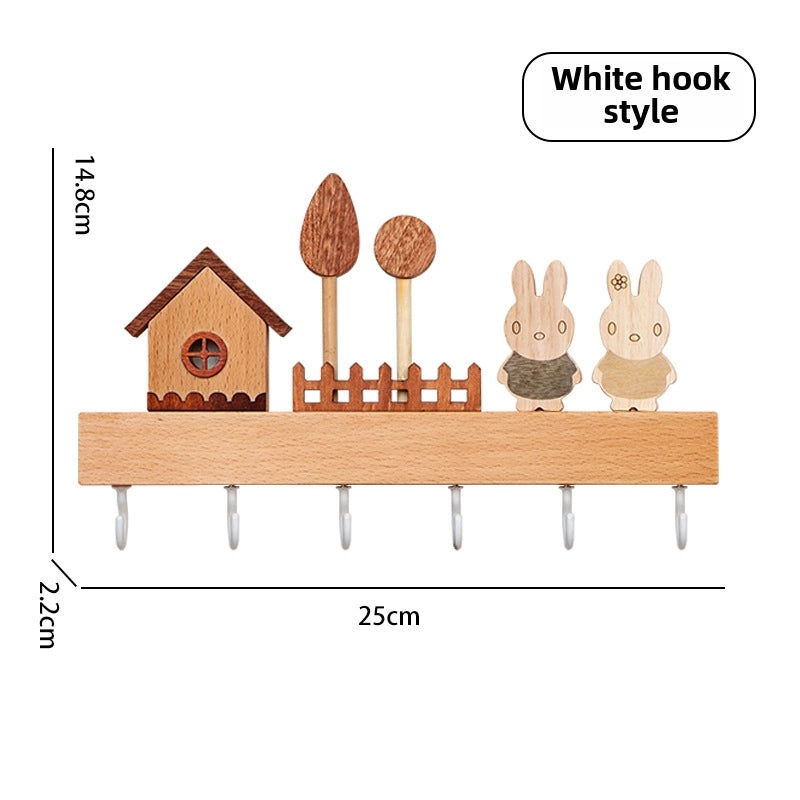 Nordic Solid Wood Wall-mounted Key Hook Punch-free Creative Storage Rack for Entrance|Home Organization