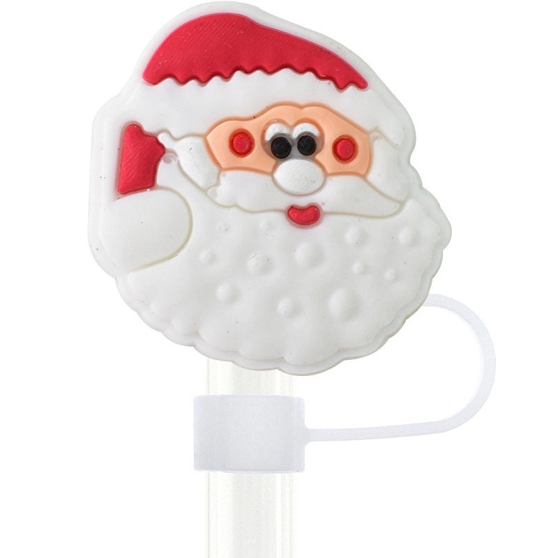 Christmas Holiday Silicone Santa Straw Caps 10PCS|Drinkware Accessories