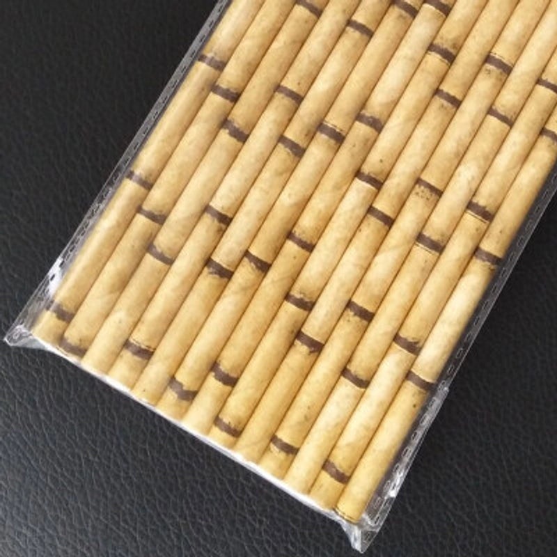 200 Multicolor Bamboo Pattern Paper Straws | Party Supplies