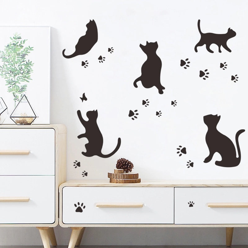 Playful Cat Footprint Wall Decals for Home Decor|Wall Stickers & Decals