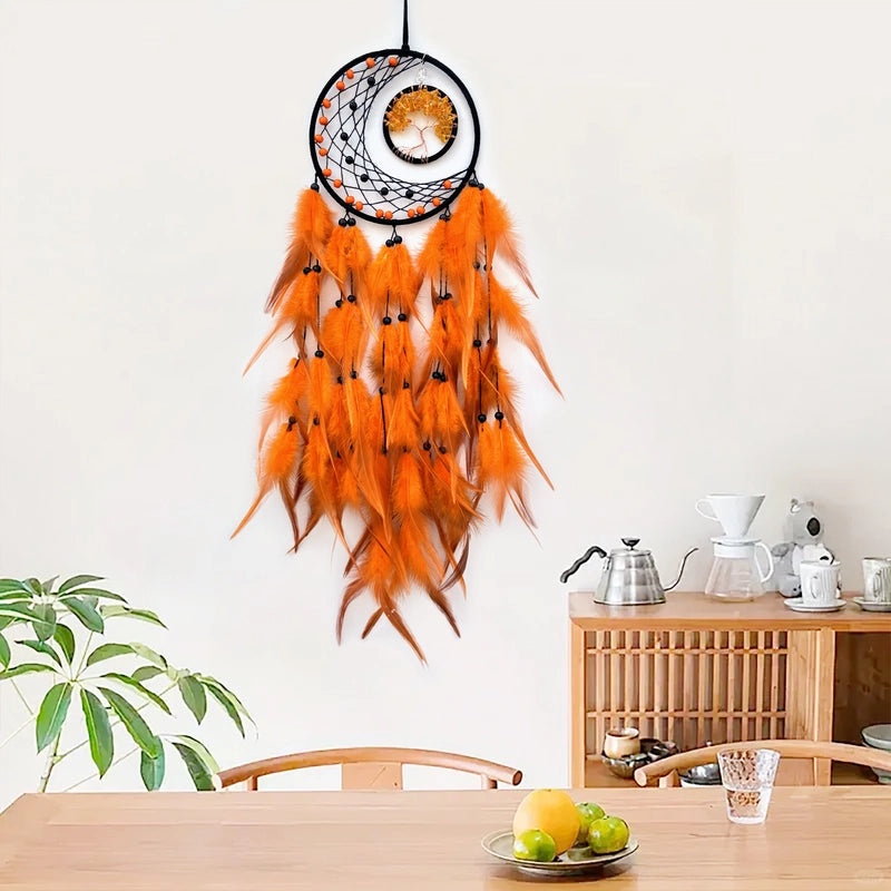 Handmade Dream Catcher Wall Hanging Feather Mesh Decoration Nordic Style Tree of Life Craft | Home Decor