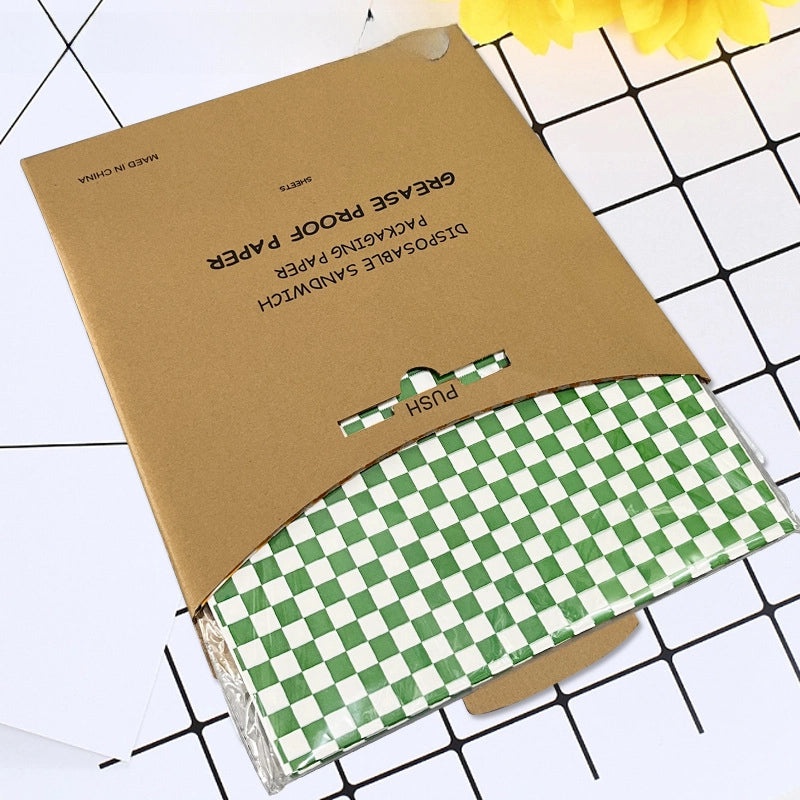 Plaid Printed Oil-Resistant Paper for Hamburgers and Sandwiches | Food Wrapping & Packaging Supplies