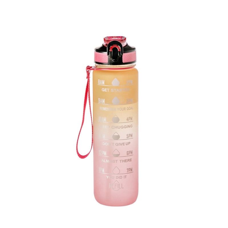 Gradient Plastic Water Bottle with Large Capacity and Suction Straw | Drinkware & Tumblers