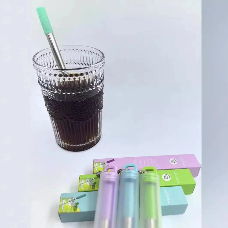 Explosions Stainless Steel Telescopic Straw Set with Cleaning Brush | Reusable Eco-Friendly Portable Drinkware Accessories