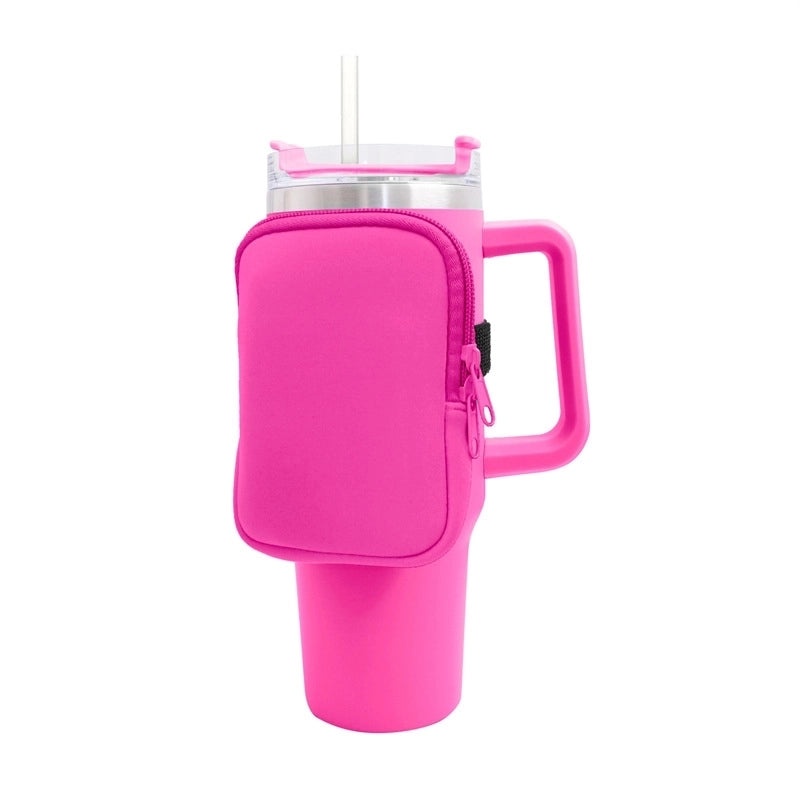 Neoprene 40oz Ice Bully Cup Cover with Coin Purse, Non-slip Elastic Thermos Protector | Drinkware Accessories