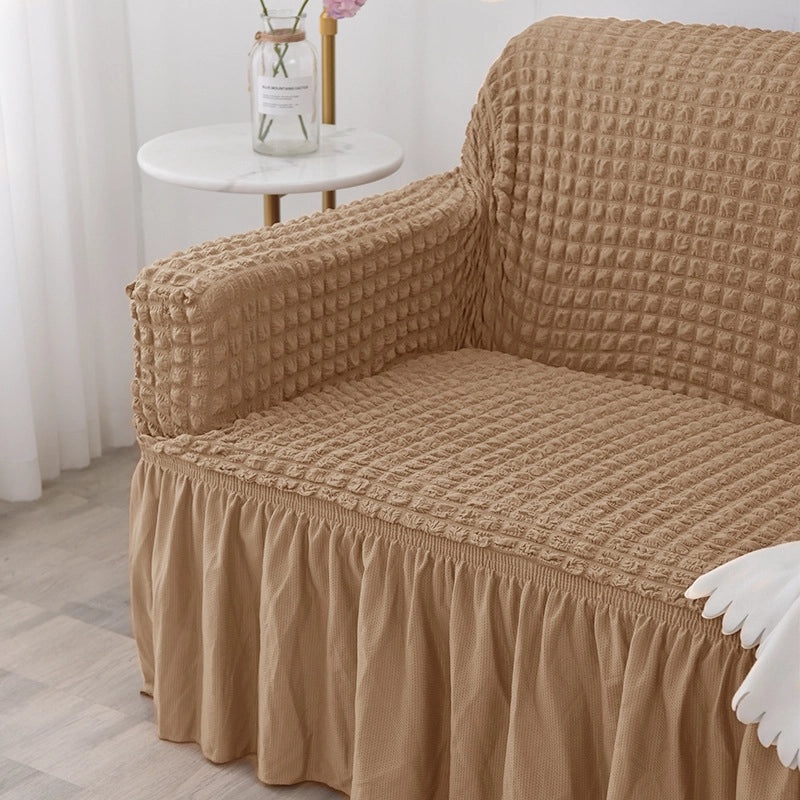 Elastic Full-Cover Sofa Slipcover with Bubble Grid Pattern | Home Decor & Sofa Accessories