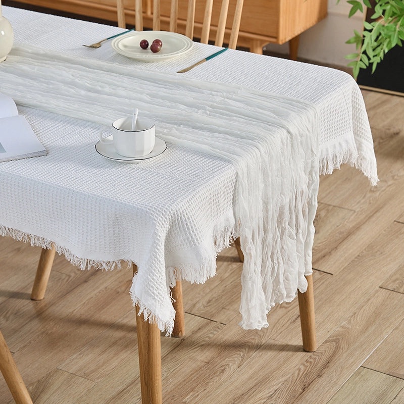 Bohemian Silk Crepe Table Runner Pleated European Style Wedding Party Decoration|Table Runners & Tablecloths