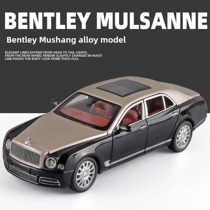 1:24 Scale Alloy Mulsanne Car Model with Sound and Light, Open Top Simulation Toy for Kids|儿童玩具