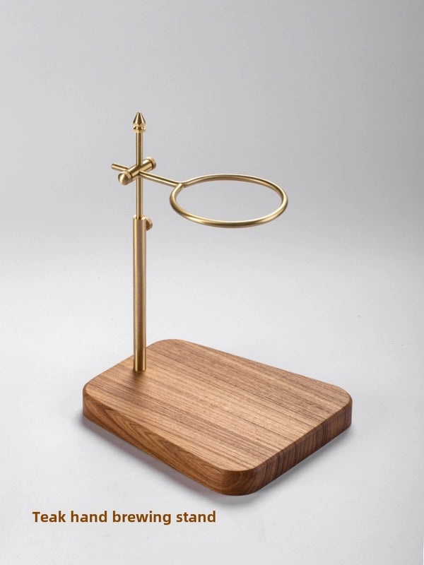 Retro Adjustable Solid Wood Coffee Filter Holder with Brass Handle | Coffee Accessories