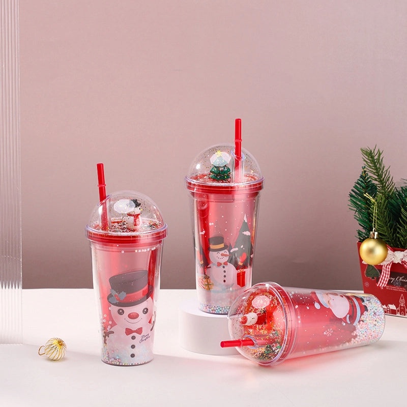 Holiday Christmas Tree Santa Snowman Plastic Water Bottle 1 Piece | Kitchen & Dining