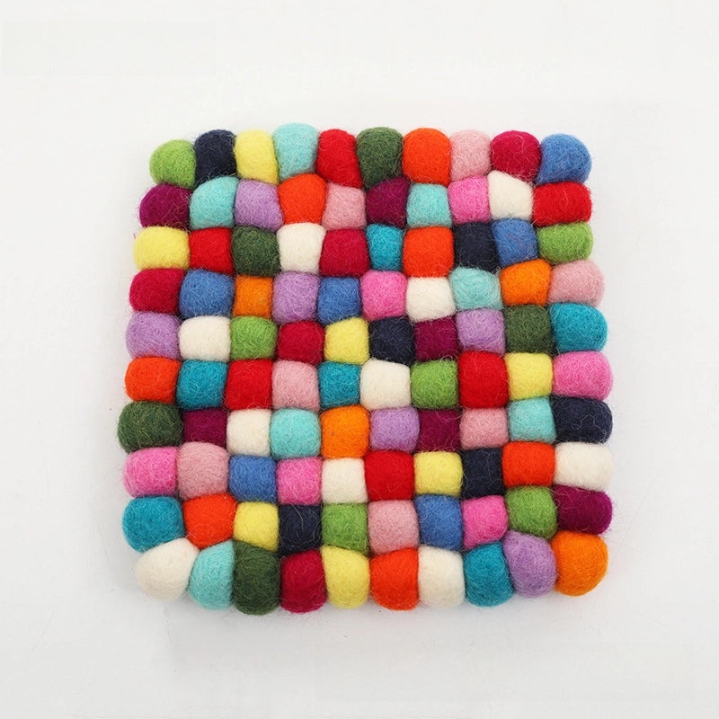 Nibo Braided Wool Felt Ball Coaster for Buddha Sound Bowl Yoga Cushion | Yoga Accessories