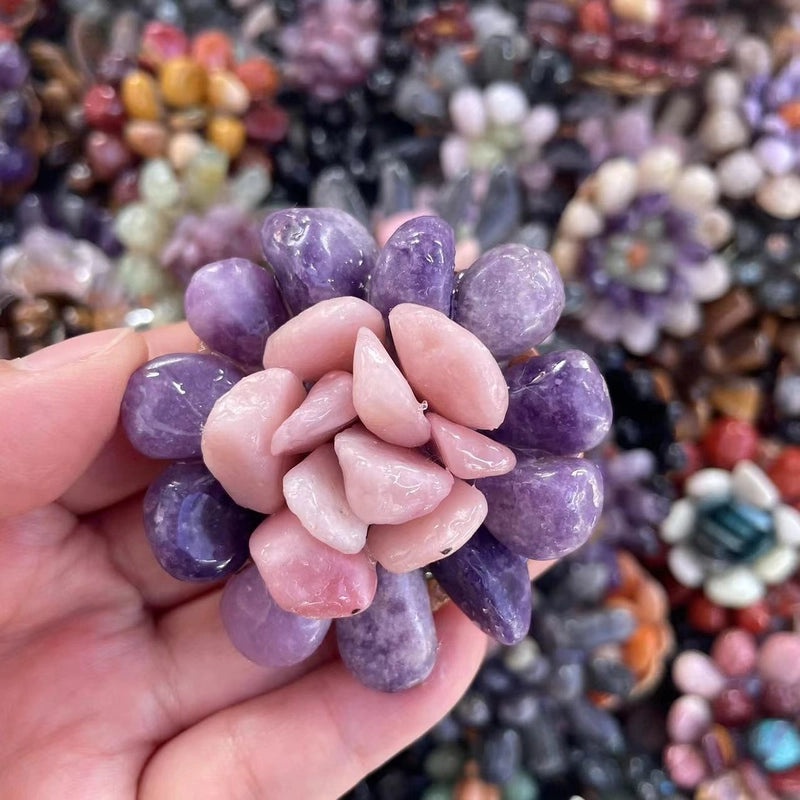 Modern Natural Gemstone Flower Ornament Daily Home Decor Accessory