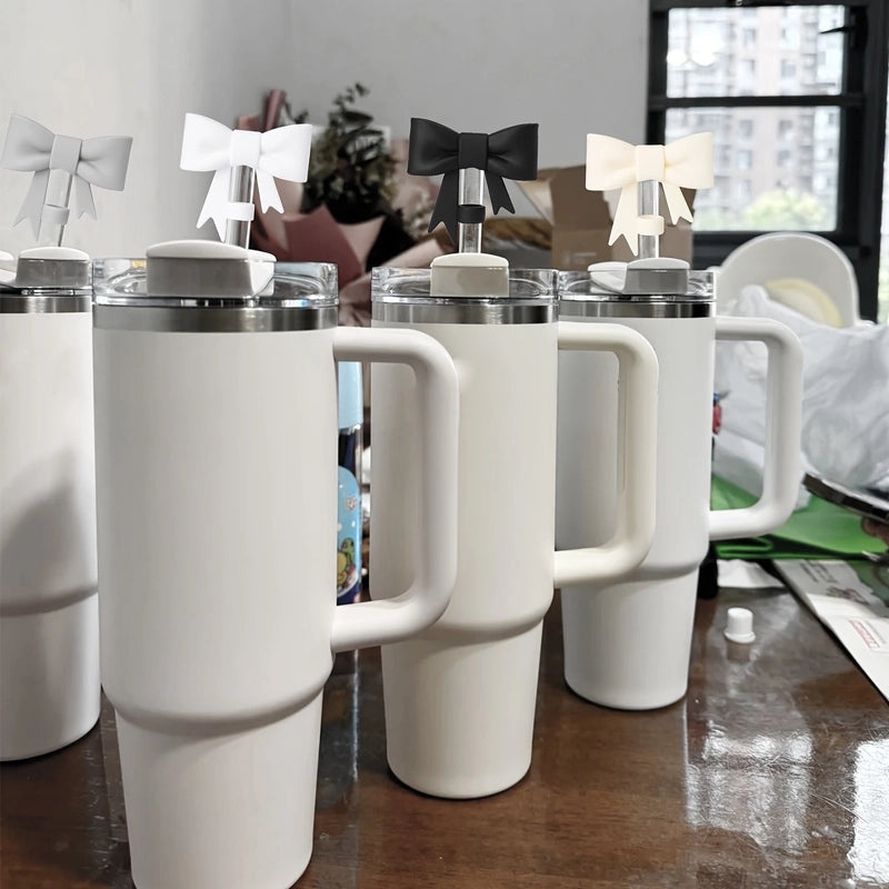 Silica Gel Straw Decorative Cap Set - Cute Casual Solid Color Cover for Drink Straws|Kitchen & Dining Accessories