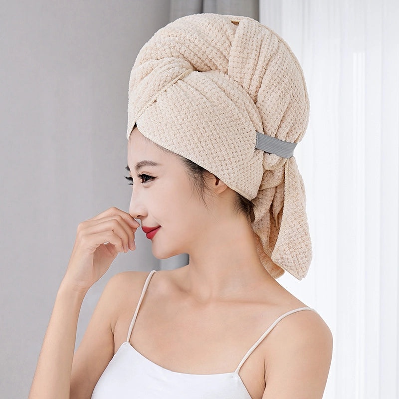 Women's Large Coral Fleece Hair Wrap Quick-drying Absorbent Elastic Band Towel | Hair Accessories
