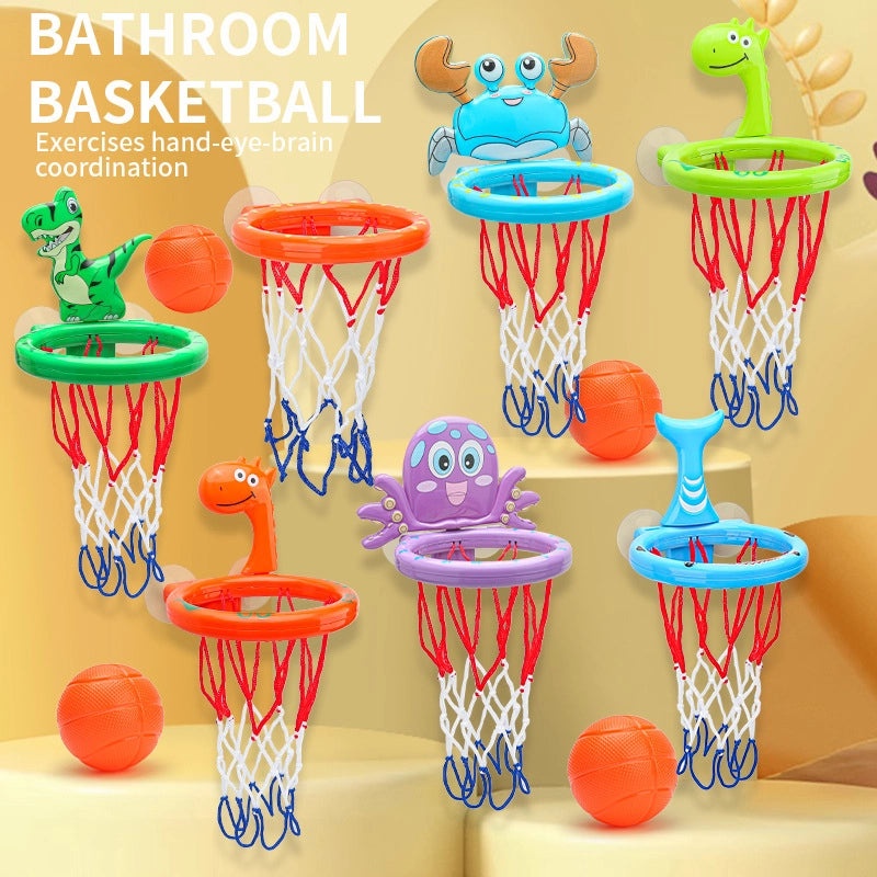 Cartoon Dinosaur Shark Orange Duck Basketball Bath Toy Set for Indoor Baby Shooting Games|Baby Bath Toys