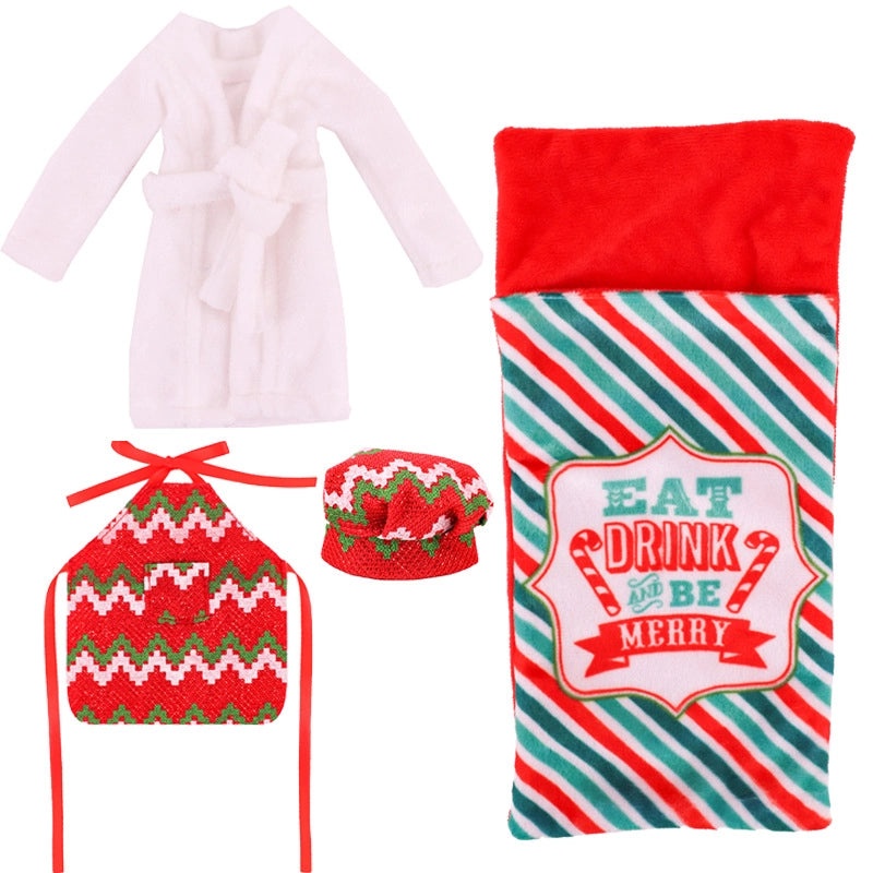 Christmas Elf Doll Accessories Set 4 pcs 26-30cm Bobby Doll Sleeping Bag Chef Clothes Nightgown|Doll Accessories