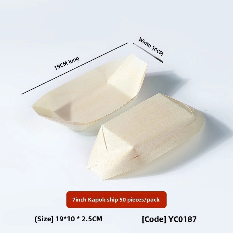 一次性木质寿司船餐盒 创意木质餐具 便携零食盘 刺身托盘 | 餐具与餐盒