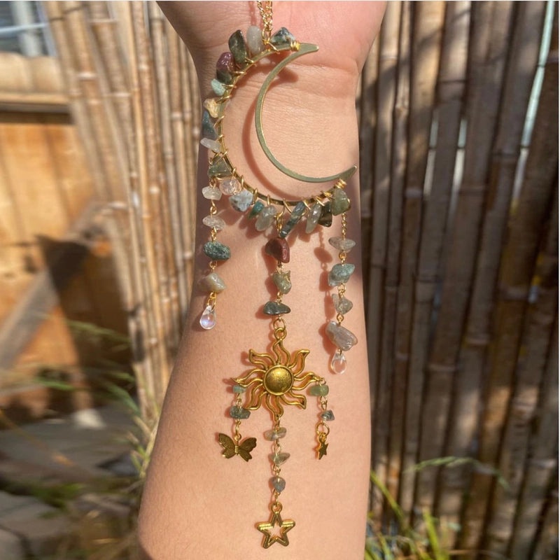 2 Pieces Bohemian Moon Crystal Suncatchers for Wall Decor|Home Decor