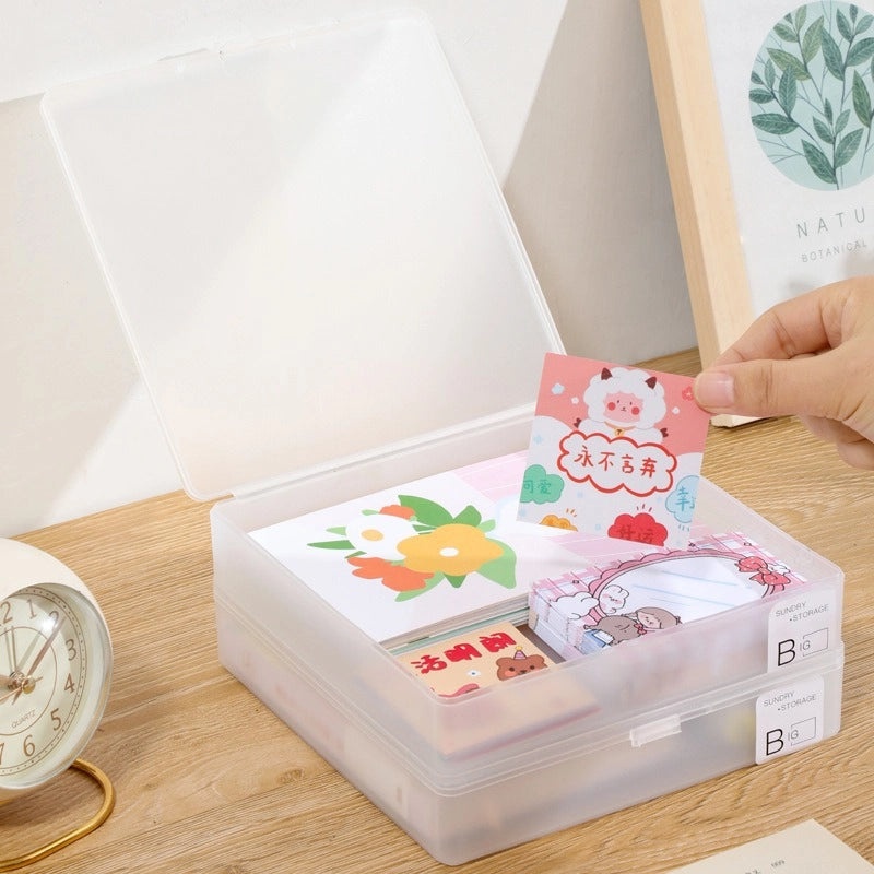 Stackable Plastic Storage Box with Lid for Cosmetics, Stationery, Cards | Home Organization & Storage
