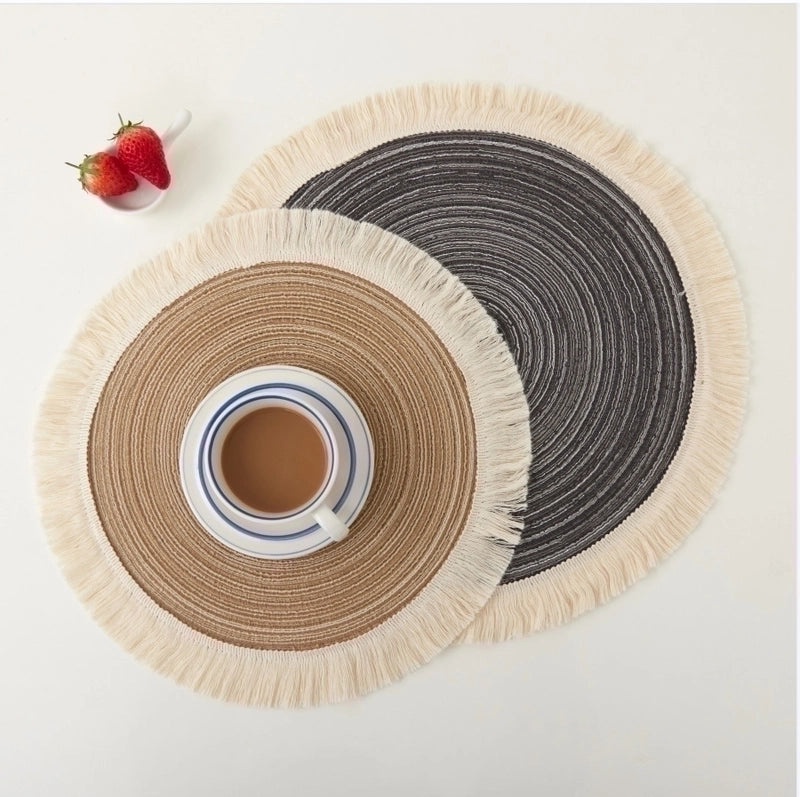 Cotton Yarn Placemat for Casual Vacation Dining, Solid Color, Single Piece|Home & Kitchen Table Linens
