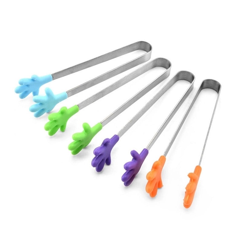 Silica Gel Food Tongs with 430 Stainless Steel Handle - Casual Solid Color Design | Kitchen Utensils